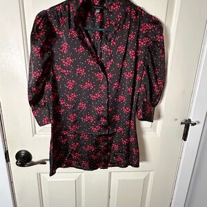 Tamara H. Black and Red Women's Top with cluster hearts